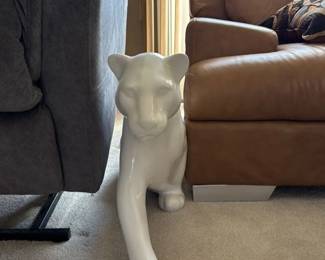 White Ceramic Panther Figurine 107 hero