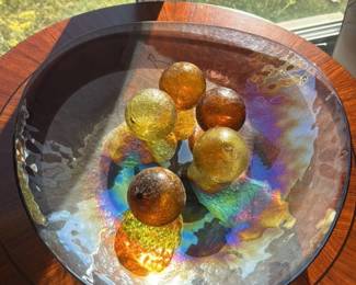 Iridescent Art Glass Bowl with Spheres 120 hero