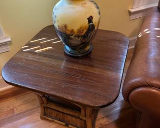 MCM bamboo and rattan nightstand 