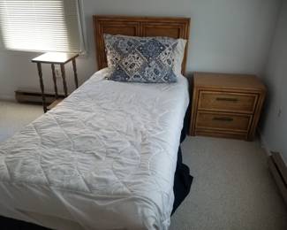 Twin bed; nightstand; accent table