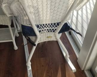 All weather wicker rockers & accent table