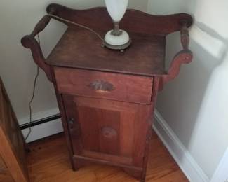 Washstand; table lamp