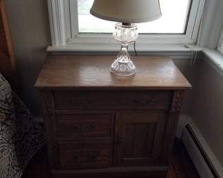 3 drawer cupboard; table lamp