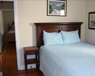 Queen bed; nightstand