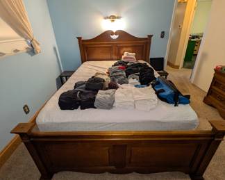 Queen size mattress, box spring & wood bed frame