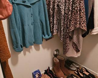 Closet of ladies clothing and shoes