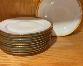 Medium Gold Rimmed Dinner Plates Set of 10