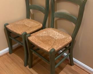 Wooden Wicker Seated Chairs