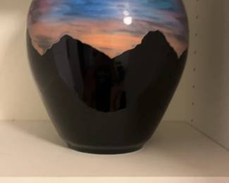 Ralph Rankin Ceramic Vase with Landscape Design