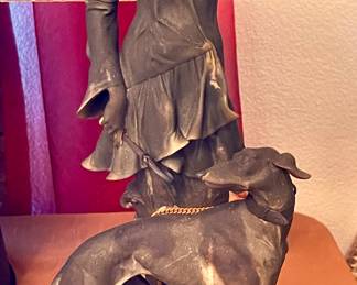 VINTAGE ARMANI FIGURINE WOMAN LEADING DOG