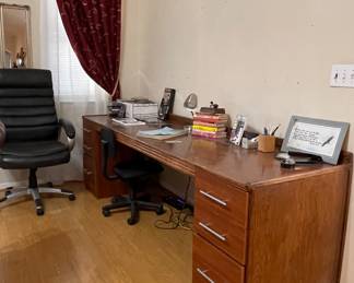 LONG DESK, OFFICE CHAIRS