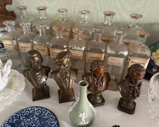 Old Medicine / Pharmacy Bottles, Statues