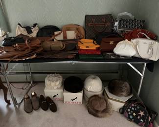 Lots of Designer Purses - Vintage & New Coach, Burberry, Louis Vuitton, Gucci, Dooney & Bourke, Mark Cross, Furla & More, Fur Hats, Gucci & Ferragamo Shoes