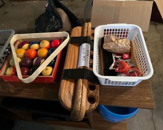 Pool Table Balls, Stick Rack