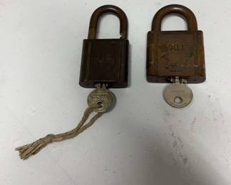 Two Yale Padlocks Stamped US with Keys