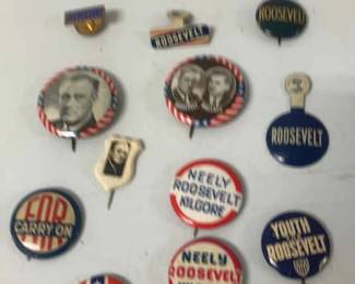 Lot of Roosevelt Button Hole Campaign Campaign Pins and Lapel Stick Pens