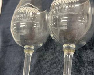 Pair of Souvenir Lincoln Peak Vinyard Vermont Wine Tasting Glasses
