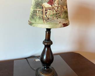 Small lamp with equestrian shade 