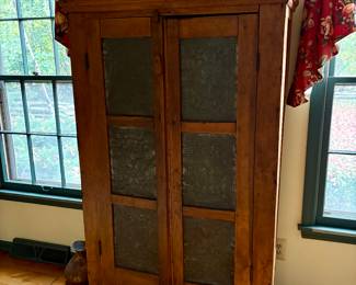 pierced tin front pie safe