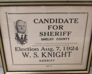 W.S. Knight for Sheriff - 1924 Shelby County Election