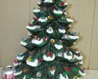 Large 1970's Ceramic Lighted Christmas Tree 