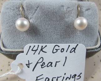 14K Gold & Pearl Earrings