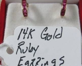 14K Gold Ruby Earrings