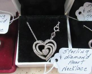 Sterling & Diamond Heart Necklaces