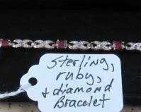 Sterling, Ruby, & Diamond Bracelet