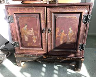 Asian Painted Side Cabinet