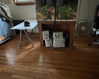 Fish tank unit with filters, desk
