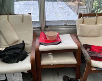 Lounge chairs and foot stools