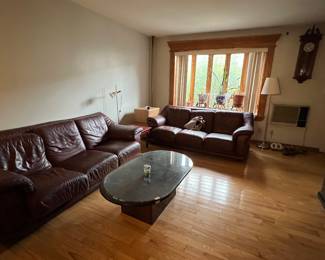 Couches, coffee table, lamps