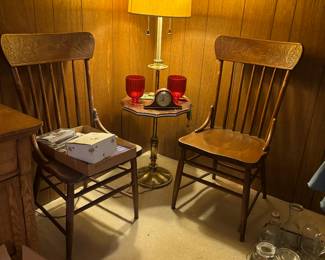 Two Matching Oak Chairs