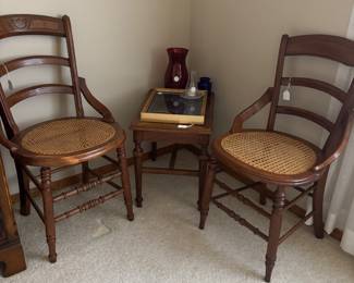 Two Matching Walnut Caned Chairs