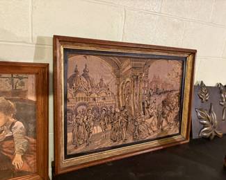 Beautiful Venetian tapestry framed wall art