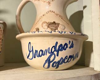 Vintage Grandpa's Popcorn Bowl and Norman Rockwell Pitcher