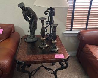 Copper top metal end tables (2)