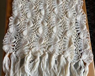 21 VintageHandKnitHandwovenCreamColoredWoolScarfShawl