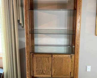 53 LargeOakCabinetwithMirrorShelves76Tall