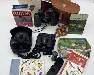 131 BirdwatchersLotFeaturingMultipleSetsofBinocularsandBooks