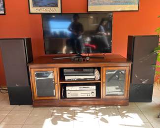 98 48SamsungTVwithYamahaTunerSpeakersDVDandVCR