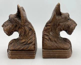 58 MidCenturyOrnaWoodScottieDogBookEnds