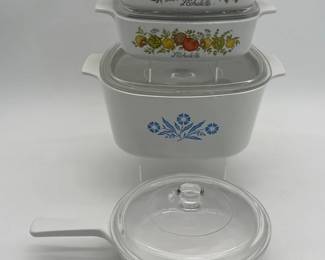 32 VintageCorningWareCasseroleandRoastingDisheswithPyrexLids