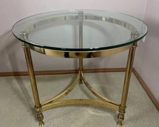 44 ElegantBrasswithGlassTopRoundBrassEndTable
