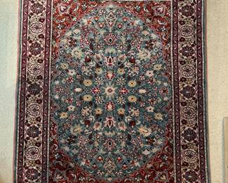 123 TurkishMaroonandBlueWool47x36Rug