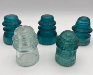 69 HemingrayBlueandTealGlassInsulators