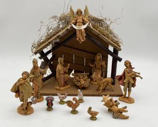 11 VintageFontaniniDeposeItalyNativityFiguresAndStructureSet