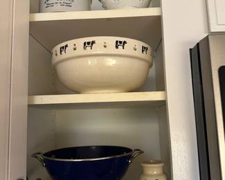Vintage bowls, jars, and colanders