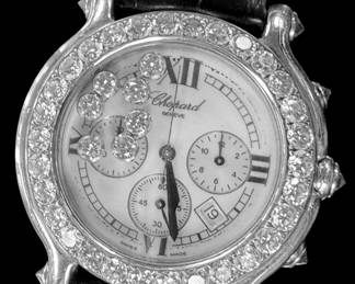 Chopard Happy Sport 18k White Gold Watch with Dancing Diamonds